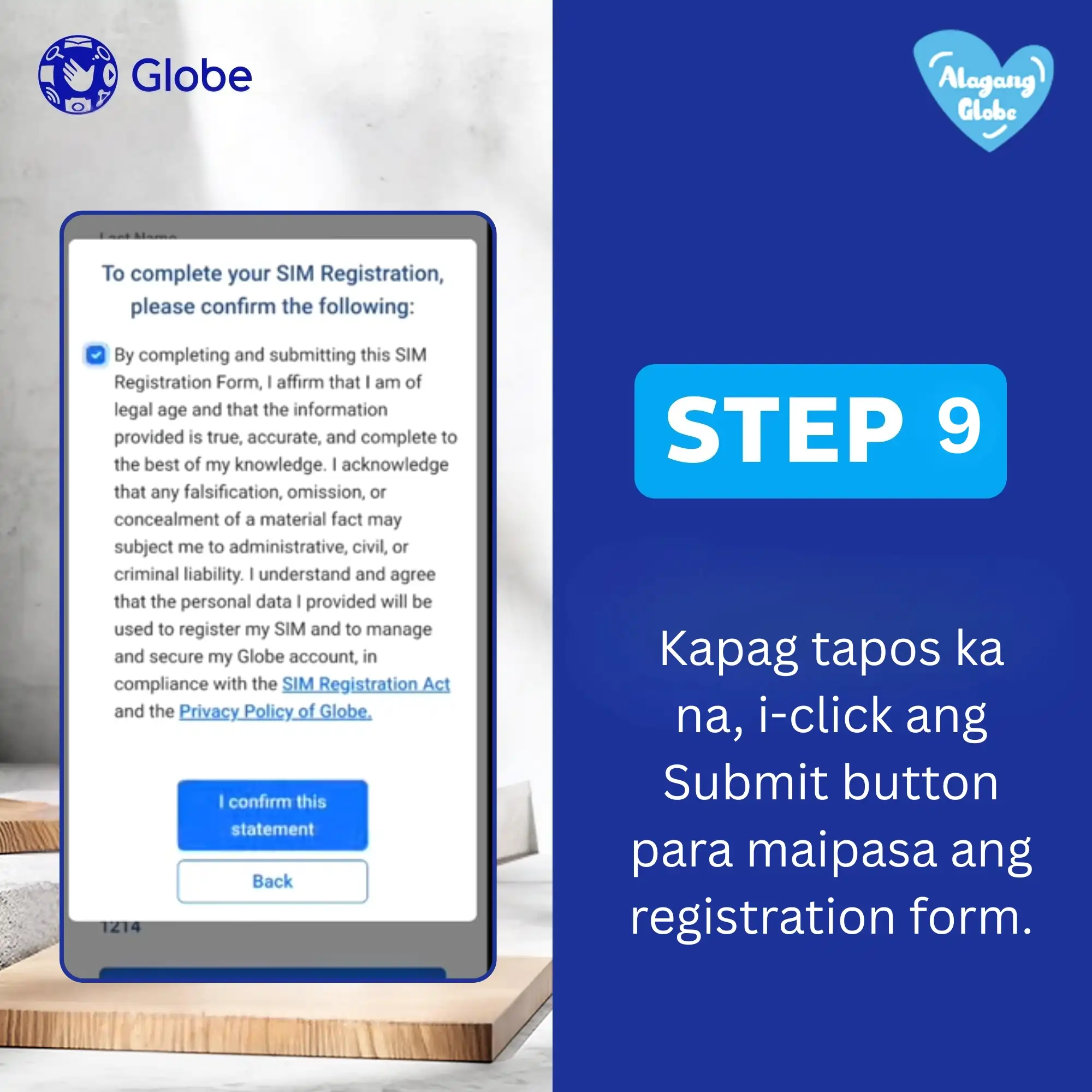 Globe SIM Registration 8 click on the submit button 1